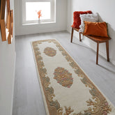 Royal Cream & Beige Traditional Hand Tufted Wool Runner Rug - Pendle Village Furniture